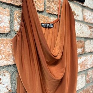Nasty Gal Rust Cowl Neck Spaghetti Strap Camisole
